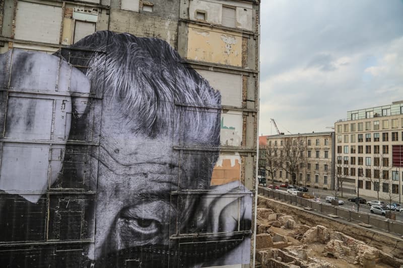 The JR Street Art Project Wrinkles of the City in Berlin - In Honor of Berliners