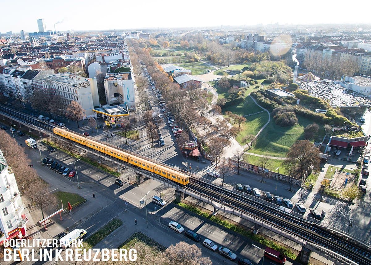 Just — Görlitzer Park, Berlin Kreuzberg, aerial view